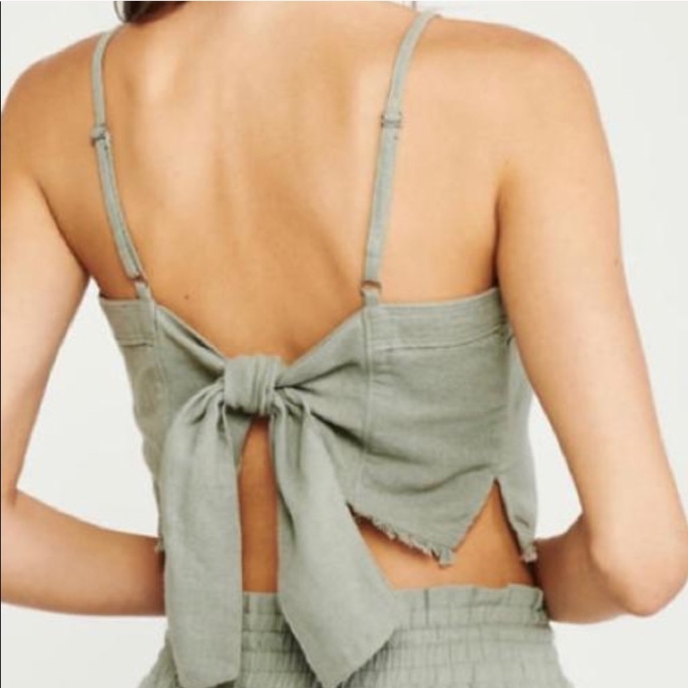 Abercrombie & Fitch Tie Back Linen Crop Tank